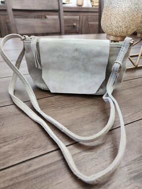 Asos Suede Crossbody Bag in Light Green - Minimalist Women’s Shoulder Bag